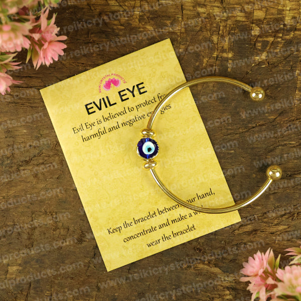 Evil Eye Golden Bracelet Adjustable Free Size Kada for Men and Women