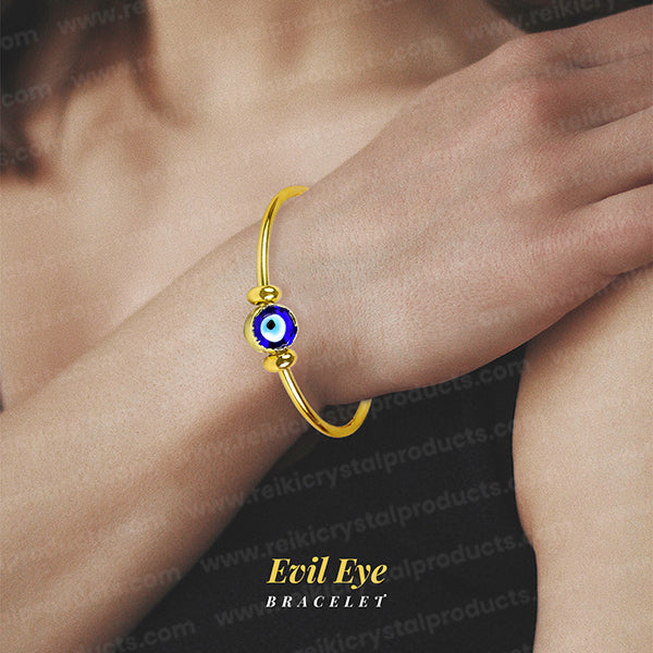 Evil Eye Golden Bracelet Adjustable Free Size Kada for Men and Women