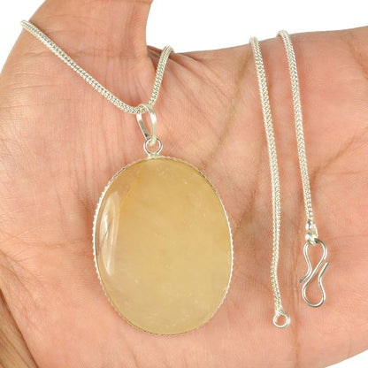 Golden Quartz Oval Shape Crystal Pendant