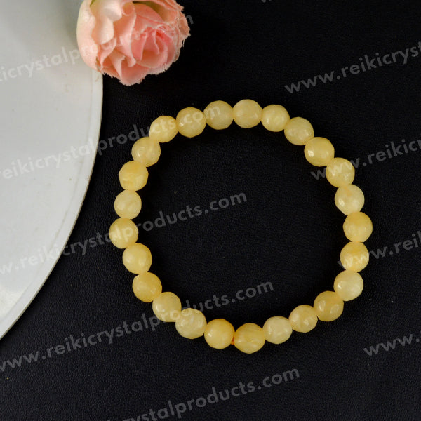 Natural Crystal Stone 8 mm Faceted Bead Bracelet for Unisex