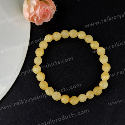 Natural Crystal Stone 8 mm Faceted Bead Bracelet for Unisex