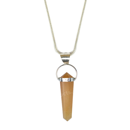 Golden Quartz Double Terminated Pencil Pendant with Metal Chain