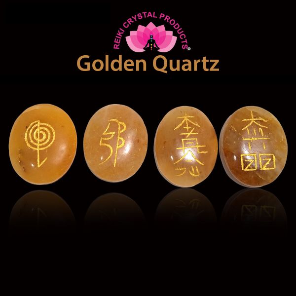 Natural Stone Oval Shape Reiki Symbol Set 4 pcs