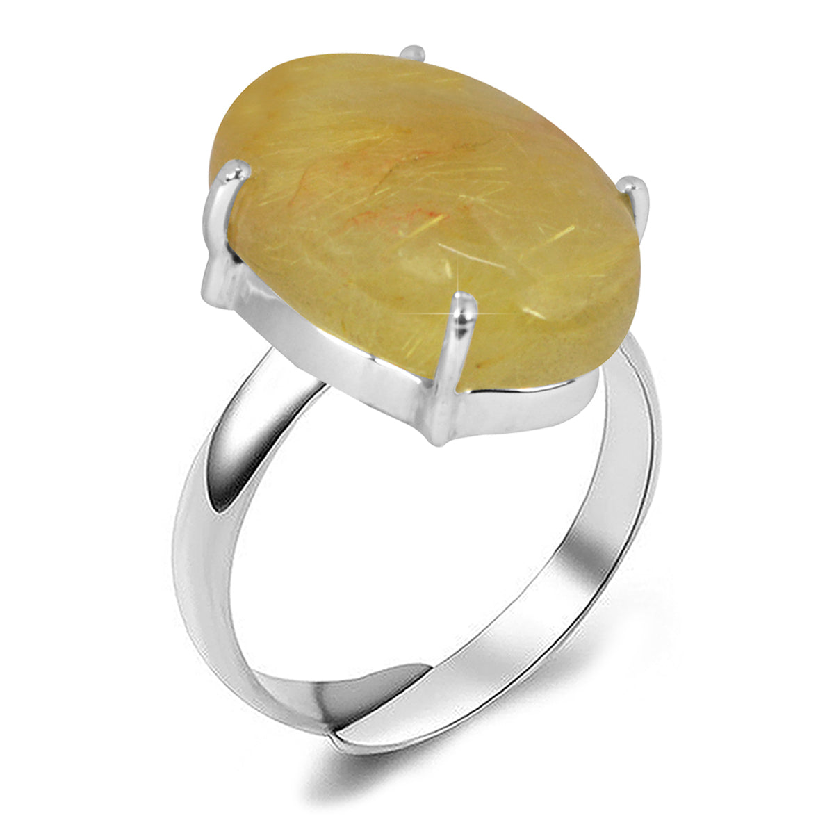 Natural Original Crystal Gemstone Adjustable Silver Ring
