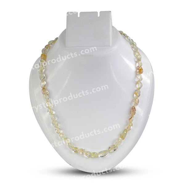 Golden Rutile Quartz Tumbled Stone Crystal Necklace