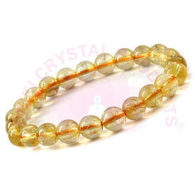 Golden Rutile Quartz Crystal Bracelet | Natural Healing Gemstone Bracelet for Abundance & Clarity