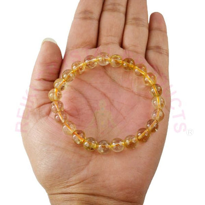Golden Rutile Quartz 8 mm Round Bead Bracelet