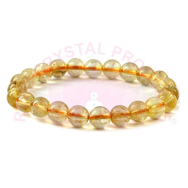 Golden Rutile Quartz 8 mm Round Bead Bracelet