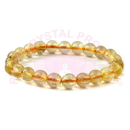 Golden Rutile Quartz 8 mm Round Bead Bracelet