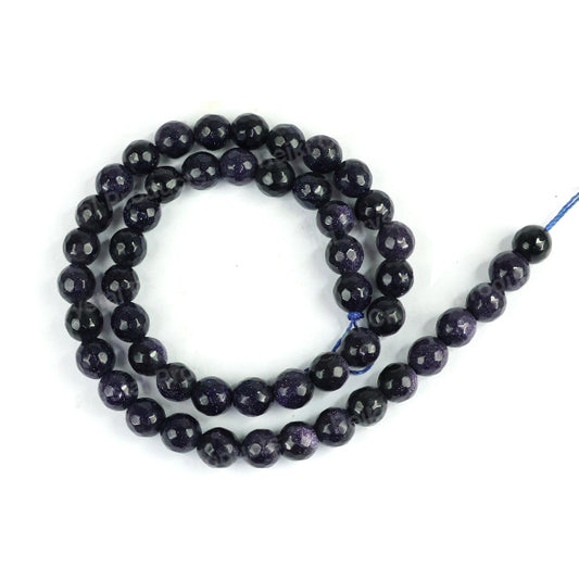 Goldstone 8 mm Faceted Loose Beads 45-50 pcs for Making Bracelet Mala Necklaces
