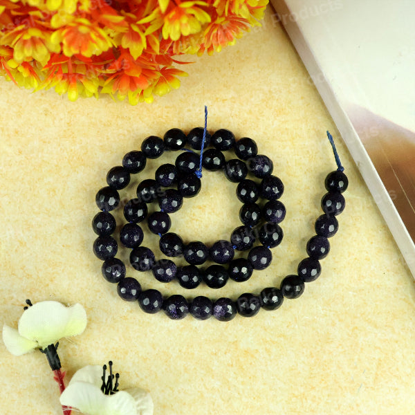 Goldstone 8 mm Faceted Loose Beads 45-50 pcs for Making Bracelet Mala Necklaces