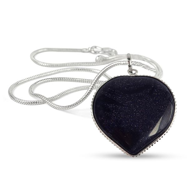 Natural Crystal Stone Heart Shape Pendant Size 30-35 mm with Metal Chain