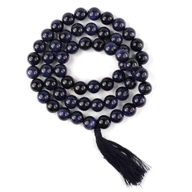 Blue Goldstone Crystal Mala