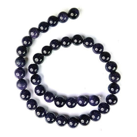 Goldstone Blue 10mm round loose beads strand