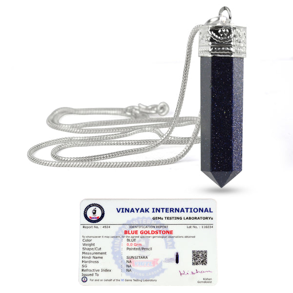 Certified AAA Natural Crystal Stone Pencil Shape Pendant - Locket with Metal Chain