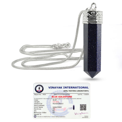 Certified AAA Natural Crystal Stone Pencil Shape Pendant - Locket with Metal Chain