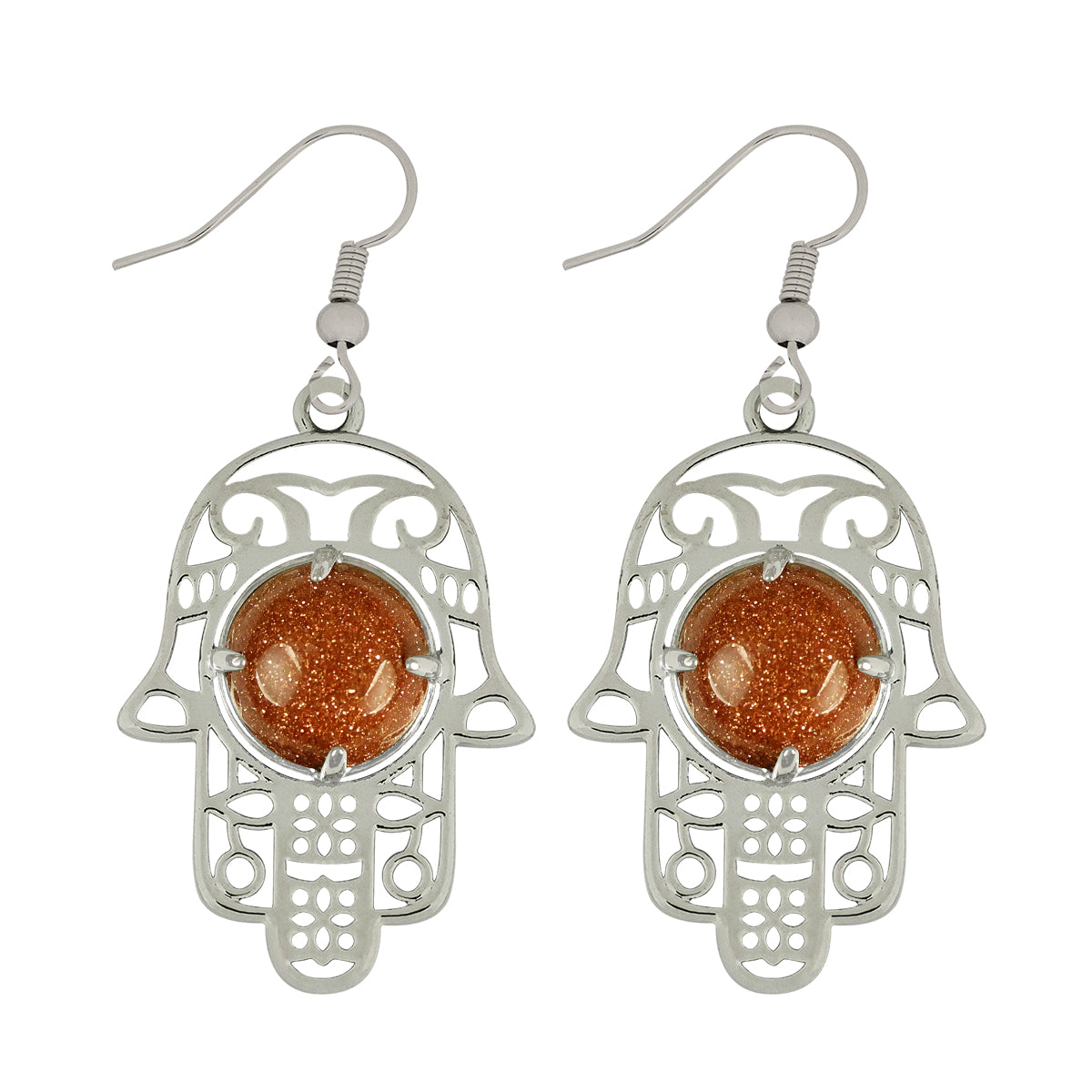 Crystal Stone Hamsa Shape Earrings for Girls Women