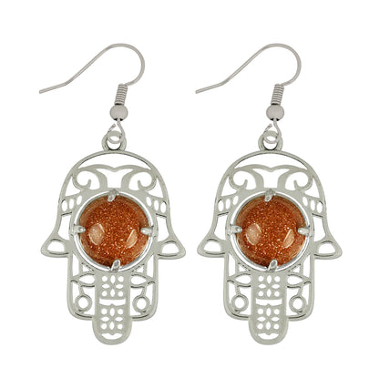 Crystal Stone Hamsa Shape Earrings for Girls Women