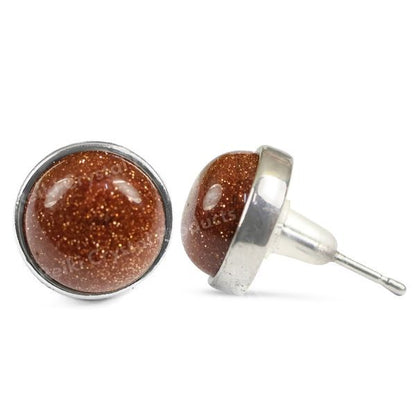 Natural Crystal Stone Round Earrings Tpos / Studs