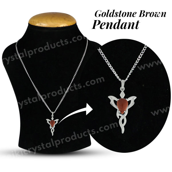 Natural Crystal Stone Butterfly Shape Pendant with Metal Chain