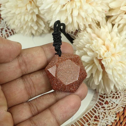 Natural Crystal Stone Star Shape Pendant with Thread for Unisex