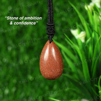 Natural Crytal Stone Drop Shape Pendant with Thrad for Unisex
