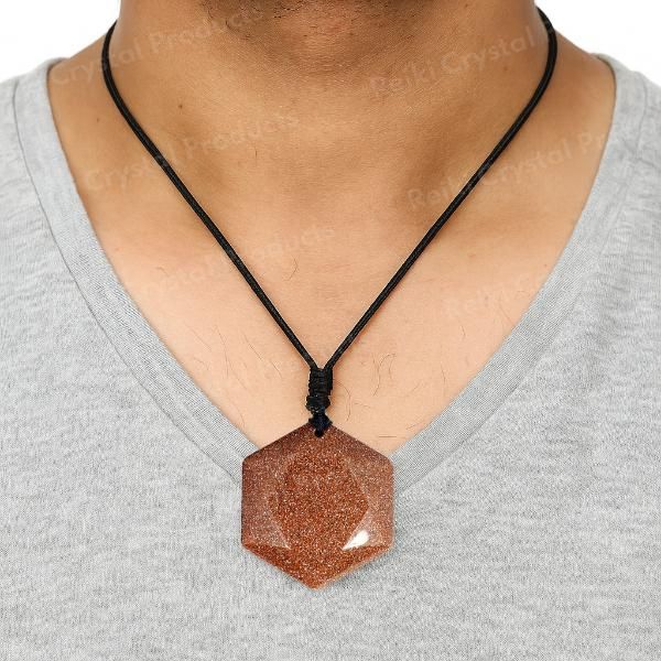 Natural Crystal Stone Star Shape Pendant with Thread for Unisex
