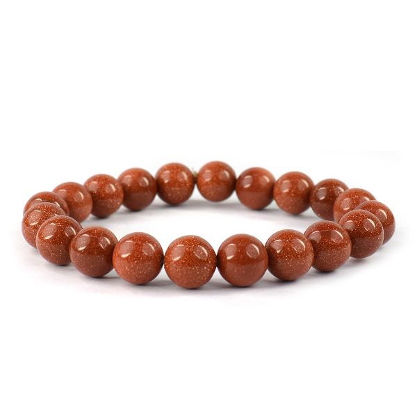 Goldstone Brown 10 mm Round Bead Bracelet