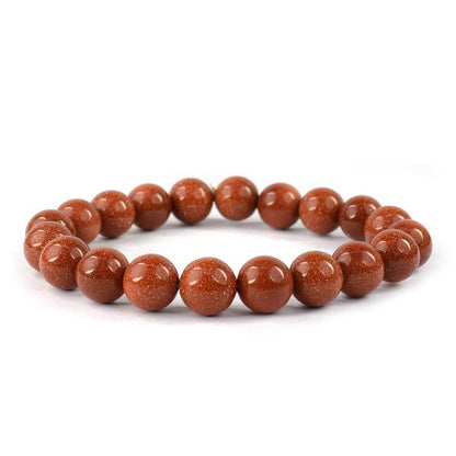 Goldstone Brown 10 mm Round Bead Bracelet