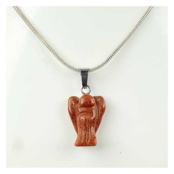 Natural Crystal Stone Angel Shape Pendant Size 20-25 mm with Metal Chain