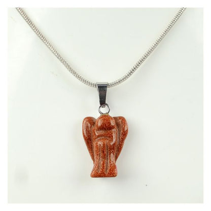 Natural Crystal Stone Angel Shape Pendant Size 20-25 mm with Metal Chain