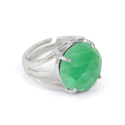 Natural Crystal Gemstone Adjustable Ring Round Cutting Shape Ring