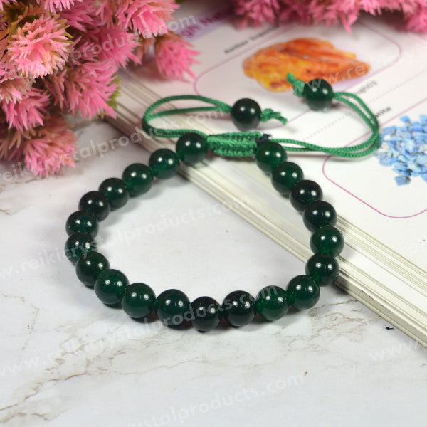 Natural Single Line Stone Macrame Nylon Cord Adjustable 8 mm Bracelet for Unisex