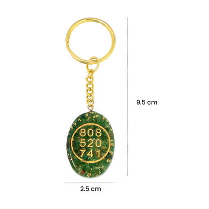 Green Aventurine Orgone Stone Zibu Symbol Coin Keychain