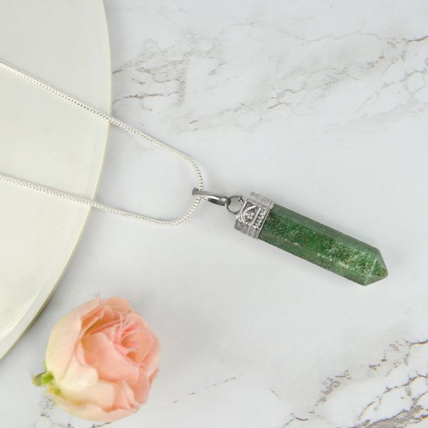Natural AAA Pencil Shape Pendant - Locket With Metal Chain