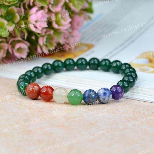 Natural Crystal Stone with 7 Chakra 8 mm Bracelet for Unisex