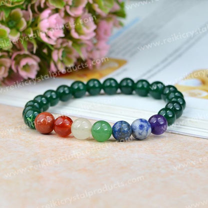 Natural Crystal Stone with 7 Chakra 8 mm Bracelet for Unisex