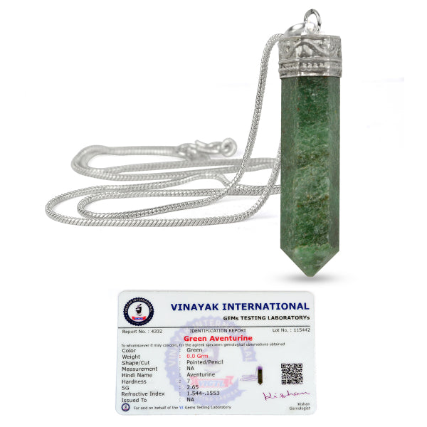 Certified AAA Natural Crystal Stone Pencil Shape Pendant - Locket with Metal Chain