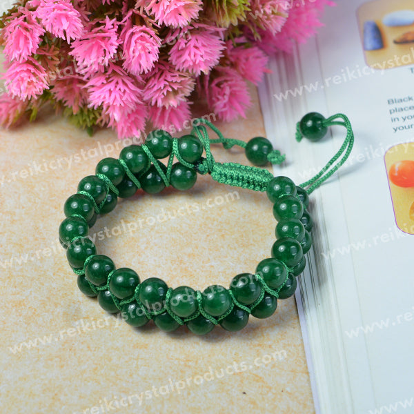 Natural Double Line Stone Macrame Nylon Cord Adjustable 8 mm Bracelet for Unisex