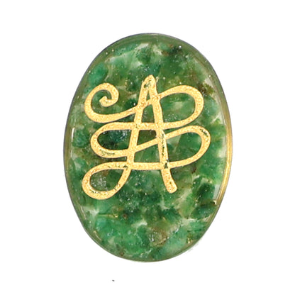 Orgone Zibu Symbol Money Switch Word Green Aventurine Cabochon Pack of 1