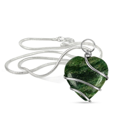 Natural Crystal Stone Wire Wrapped Heart Shape Pendant - Locket Size- 35 mm with Metal Chain