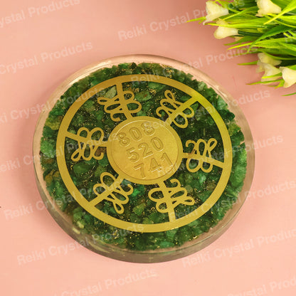 Natural Green Aventurine Orgone Zibu Symbol Engraved Coaster