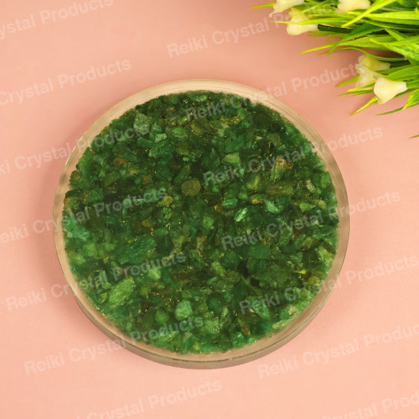 Natural Green Aventurine Orgone Zibu Symbol Engraved Coaster