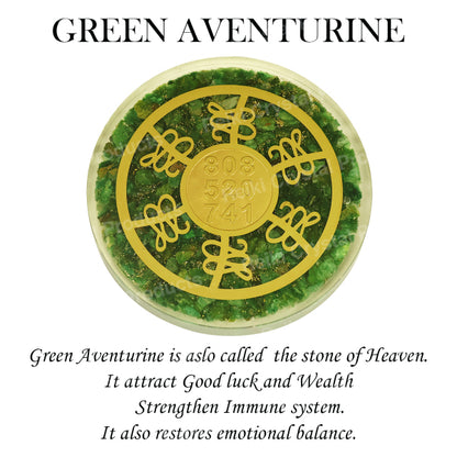 Natural Green Aventurine Orgone Zibu Symbol Engraved Coaster