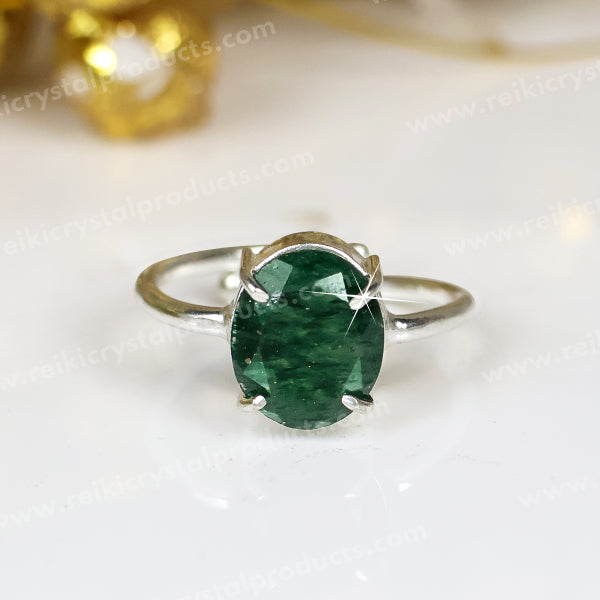 Natural Green Aventurine Crystal Gemstone Adjustable Ring