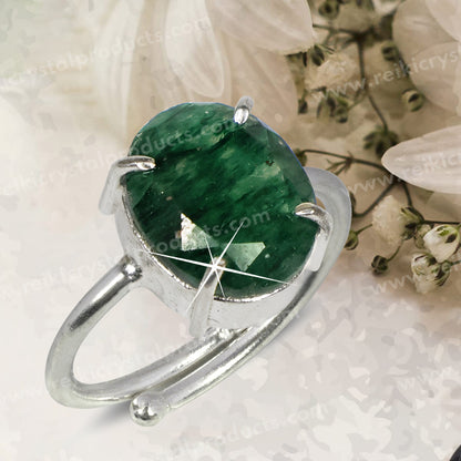 Natural Green Aventurine Crystal Gemstone Adjustable Ring