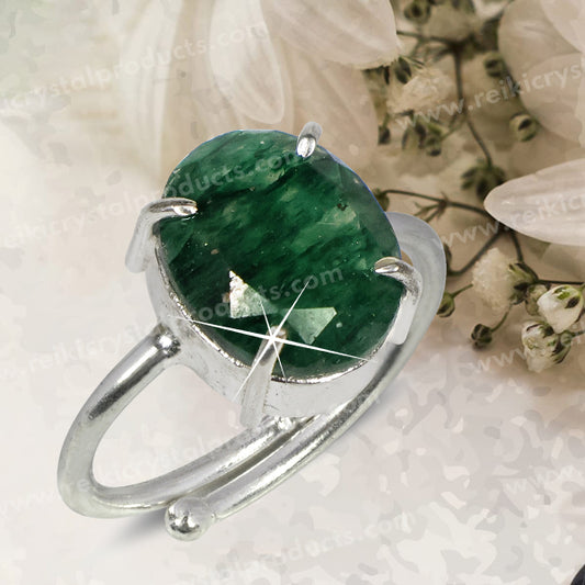 Natural Green Aventurine Crystal Gemstone Adjustable Ring