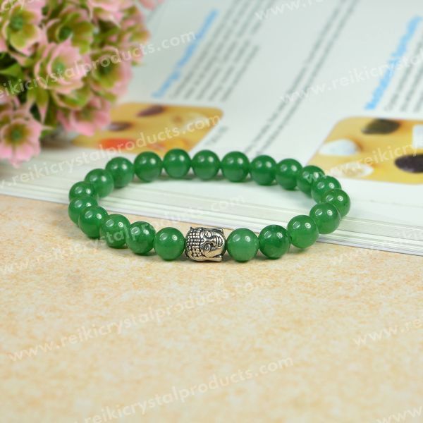 Natural Crystal Stone with Buddha Head Charm 8 mm Bracelet
