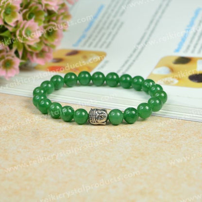Natural Crystal Stone with Buddha Head Charm 8 mm Bracelet