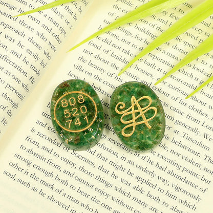 Orgone Zibu Symbol Money Switch Word Green Aventurine Cabochon Pack of 2